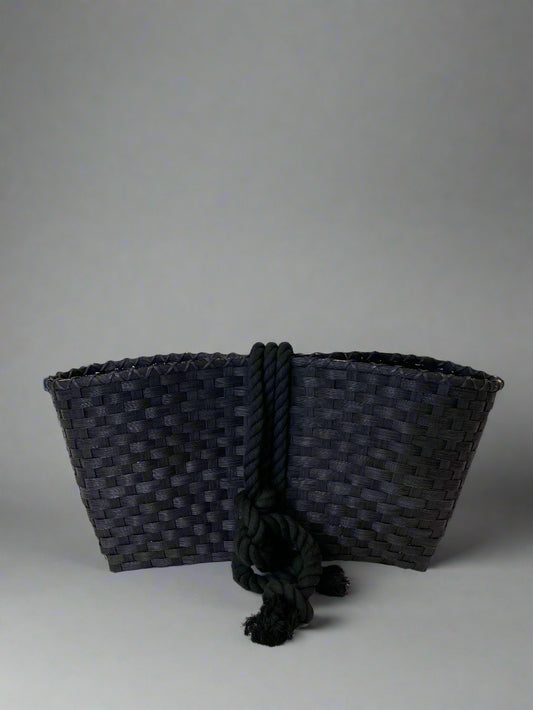 Crescent Clutch, Midnight in Large with Oversized Rope Belt