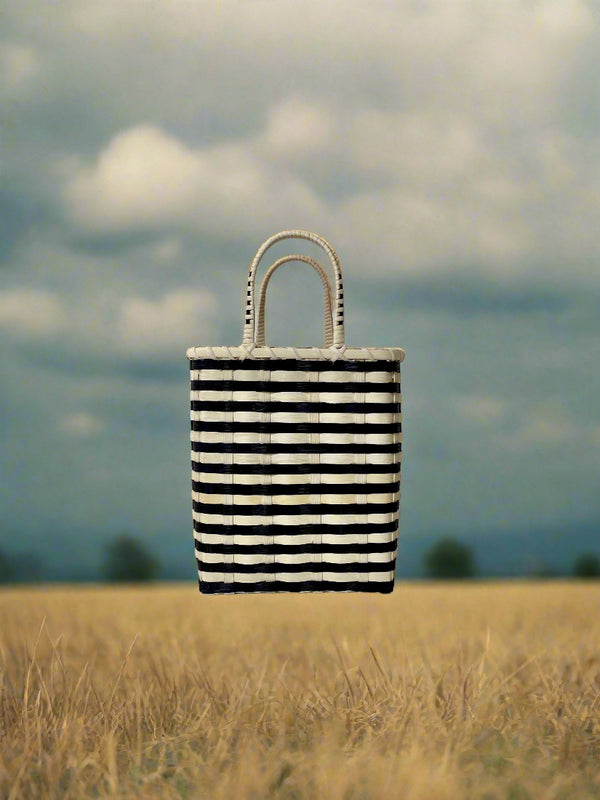 Retro-Striped Bucket Basket