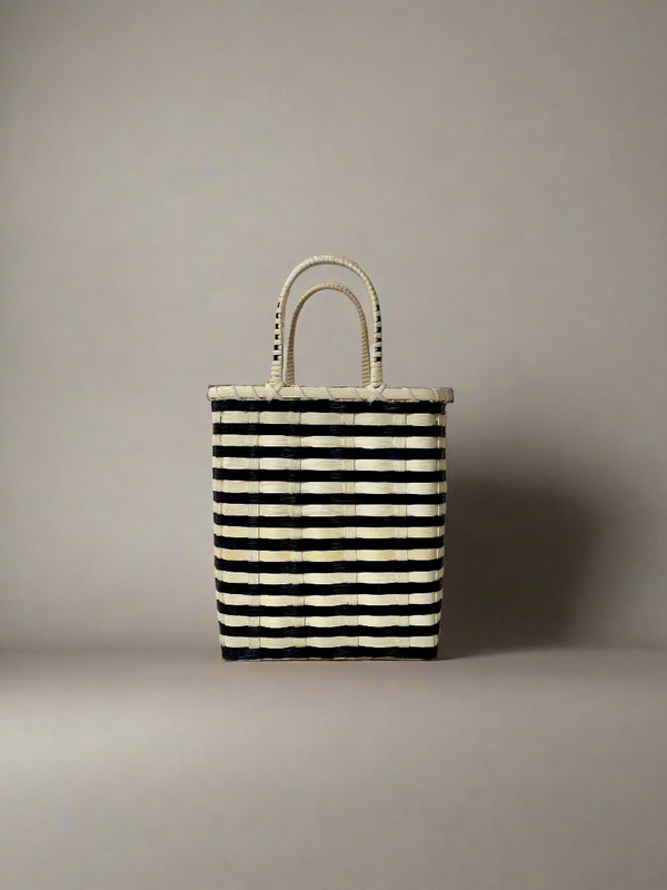 Retro-Striped Bucket Basket