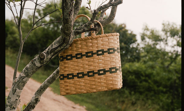 New England Woven Shopping Basket