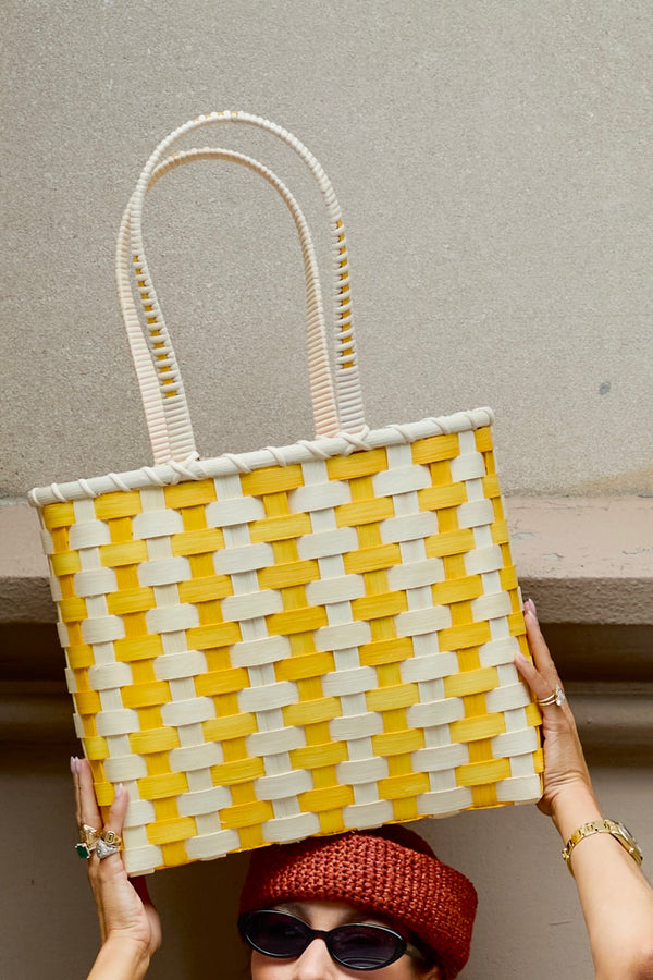 Retro-Striped Shoulder Basket