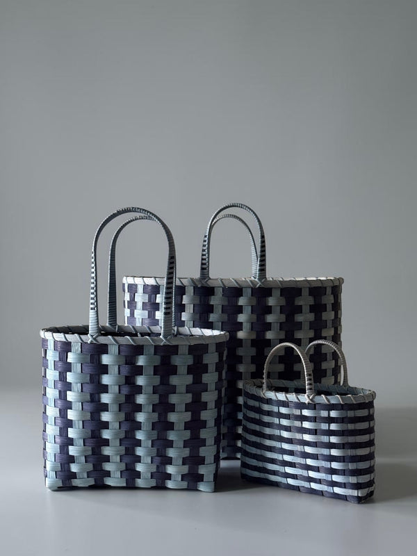 Retro-Striped Shoulder Basket