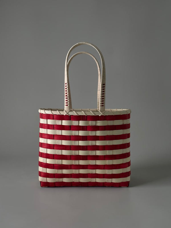 Retro-Striped Shoulder Basket