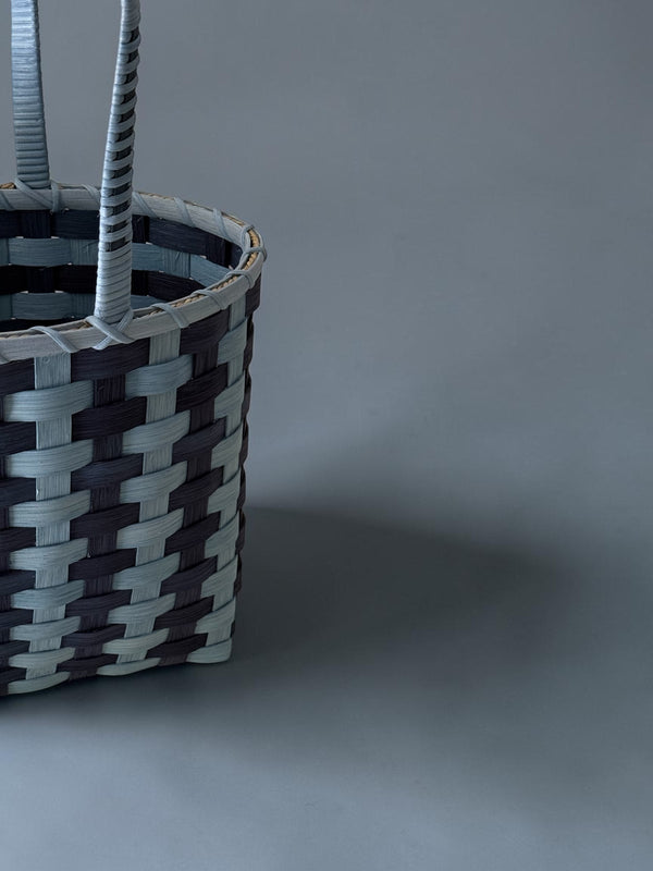 Retro-Striped Shoulder Basket