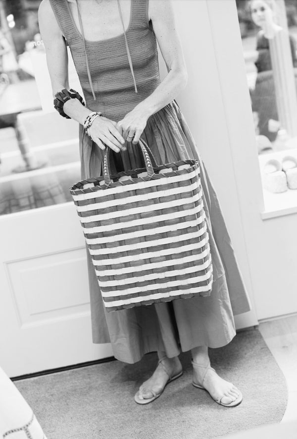 Retro-Striped Towel Tote