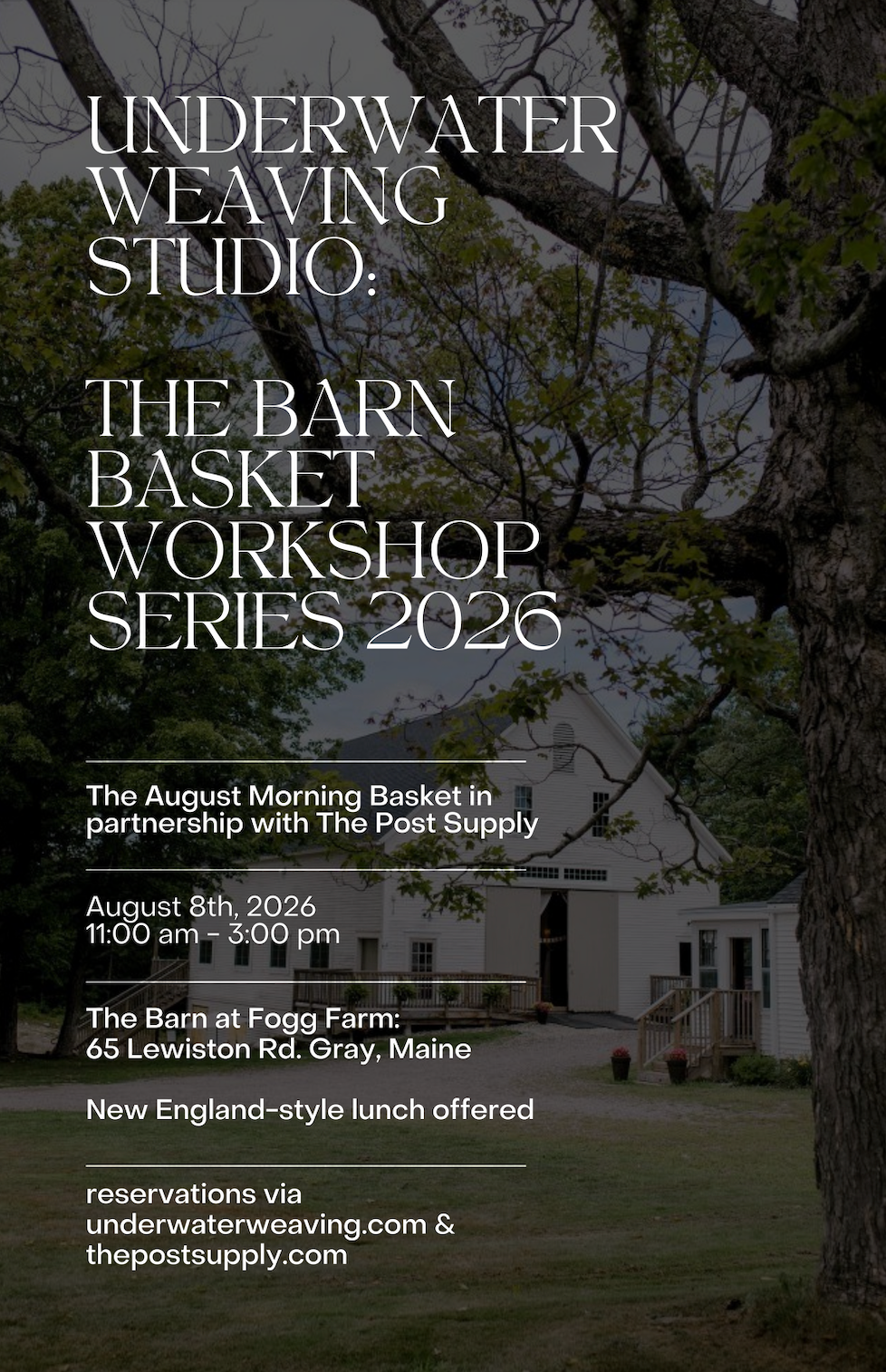 Barn Basket Workshop Series: The August Morning Basket, Gray, ME, August 8th, 2026