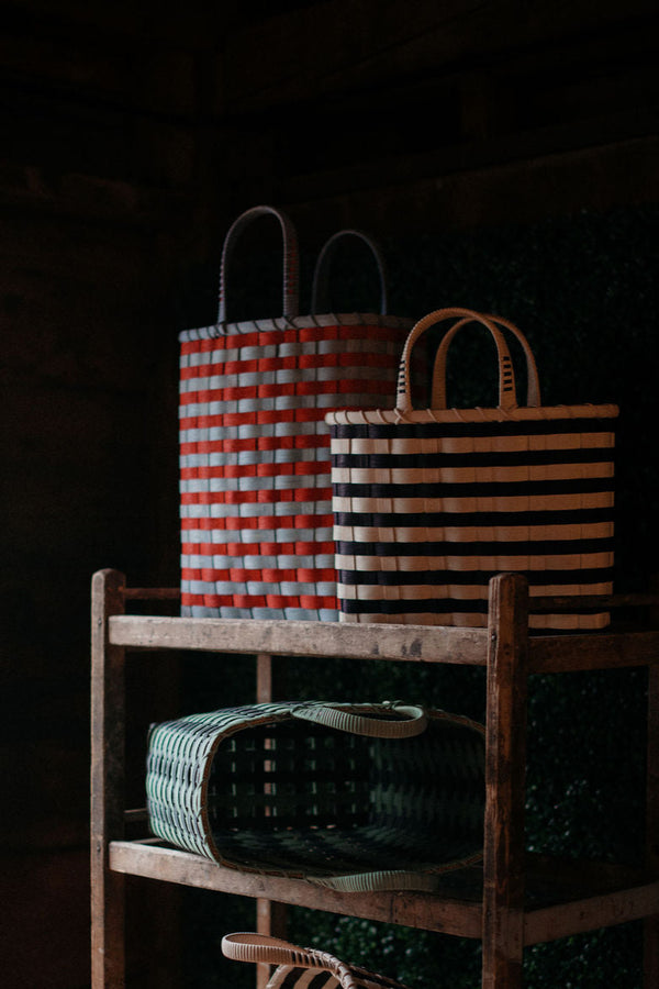 Retro-Striped Towel Tote