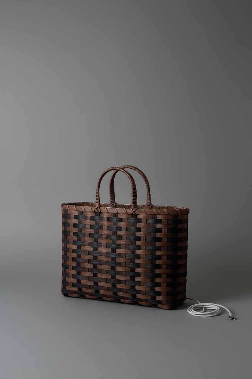 Laptop basket case with grey backdrop